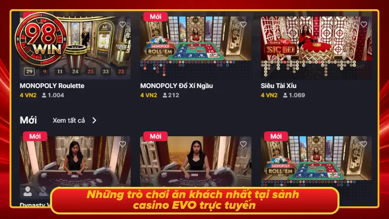 Giao diện trò chơi tiêu biểu nhất trong sòng bài 