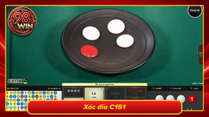 Giao diện game xóc đĩa C151 trên màn hình 