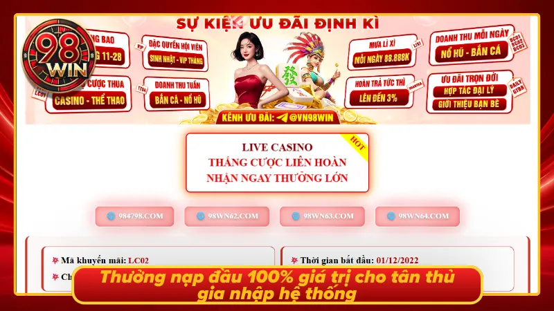 Tân binh đăng ký tài khoản sẽ được nhân đôi số tiền nạp đầu 